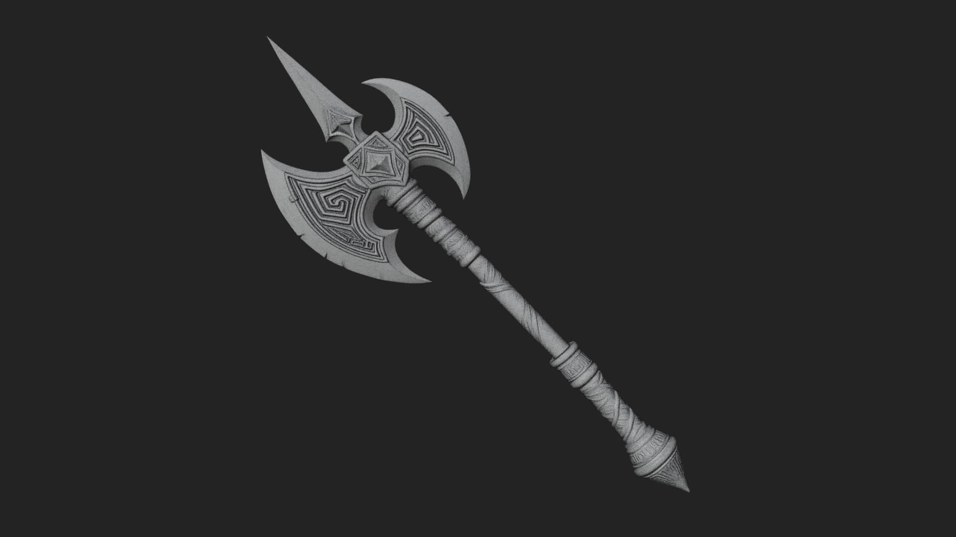 Twin Blade War Axe Model Design 3 3D Print Model 3D Model