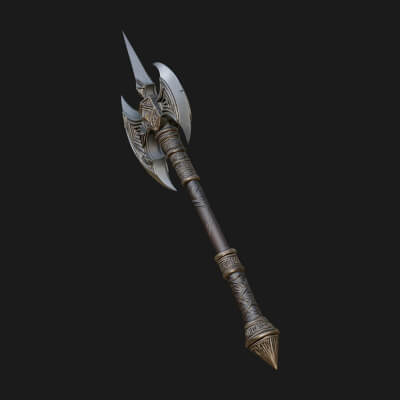 Twin Blade War Axe Model Design 3 3D Print Model