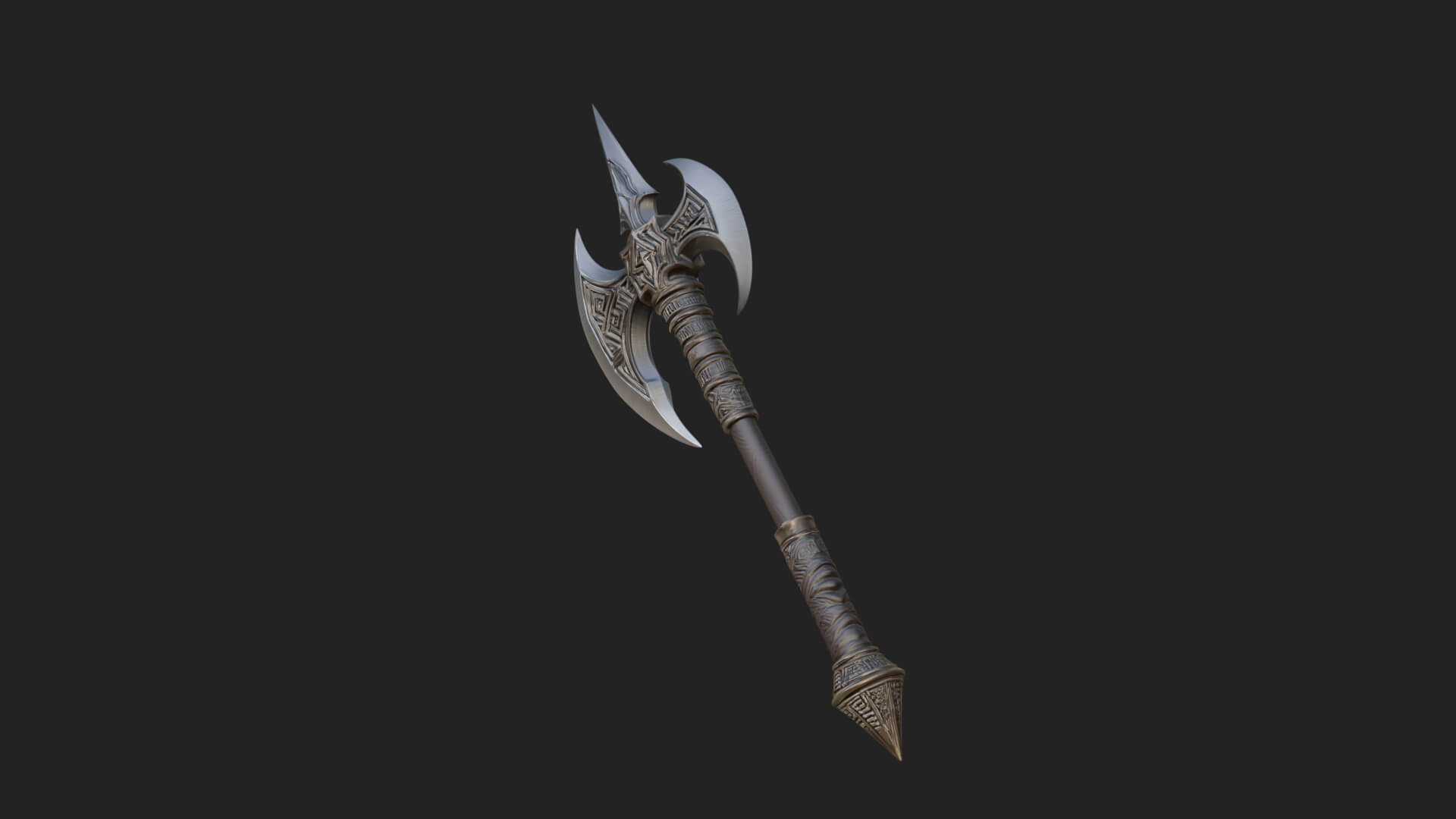 Twin Blade War Axe Model Design 4 3D Print Model 3D Model
