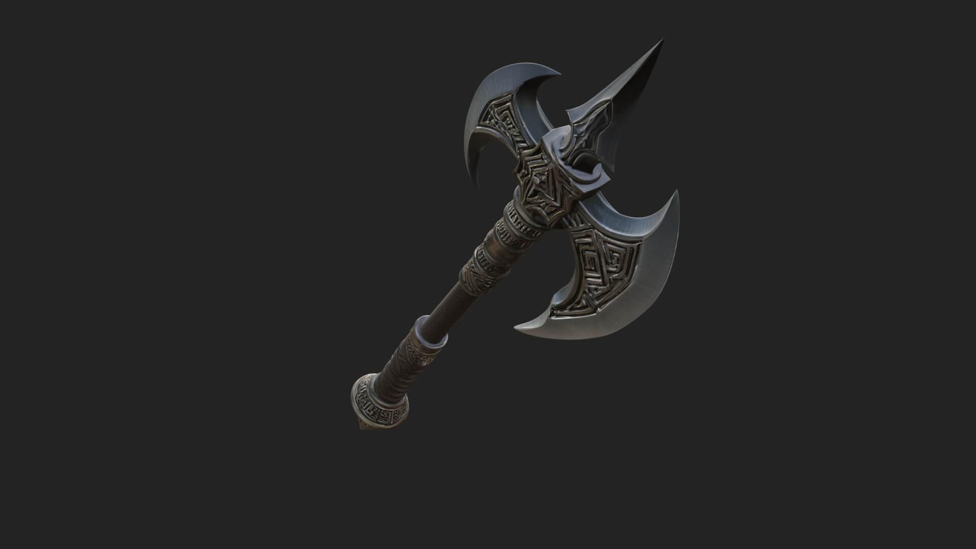 Twin Blade War Axe Model Design 4 3D Print Model 3D Model