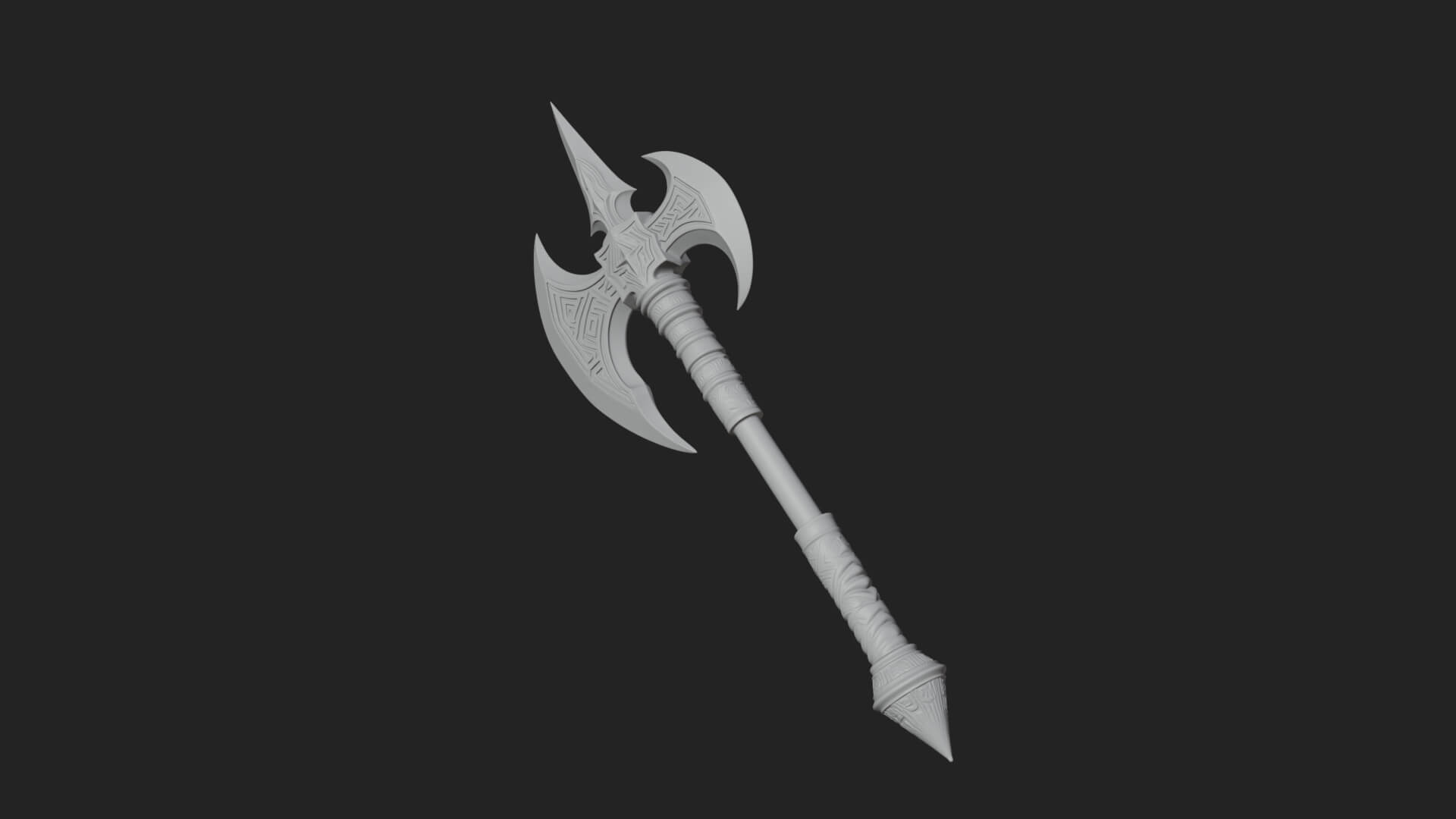 Twin Blade War Axe Model Design 4 3D Print Model 3D Model