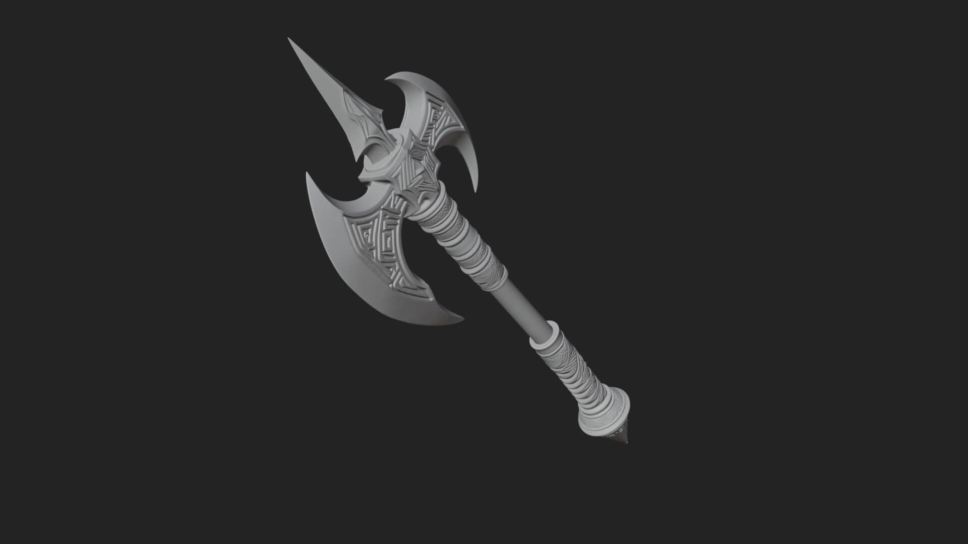 Twin Blade War Axe Model Design 4 3D Print Model 3D Model