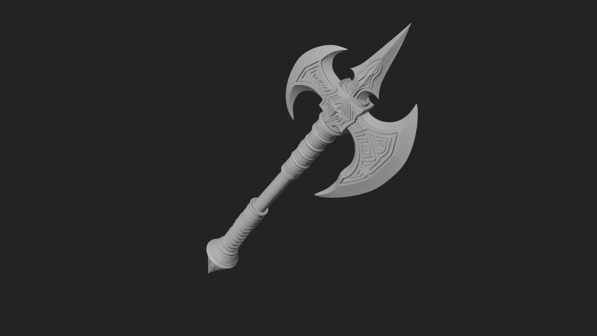 Twin Blade War Axe Model Design 4 3D Print Model 3D Model