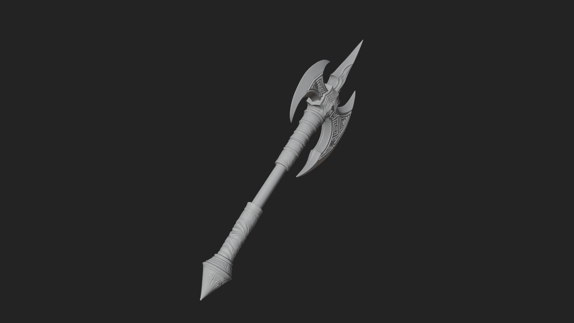 Twin Blade War Axe Model Design 4 3D Print Model 3D Model