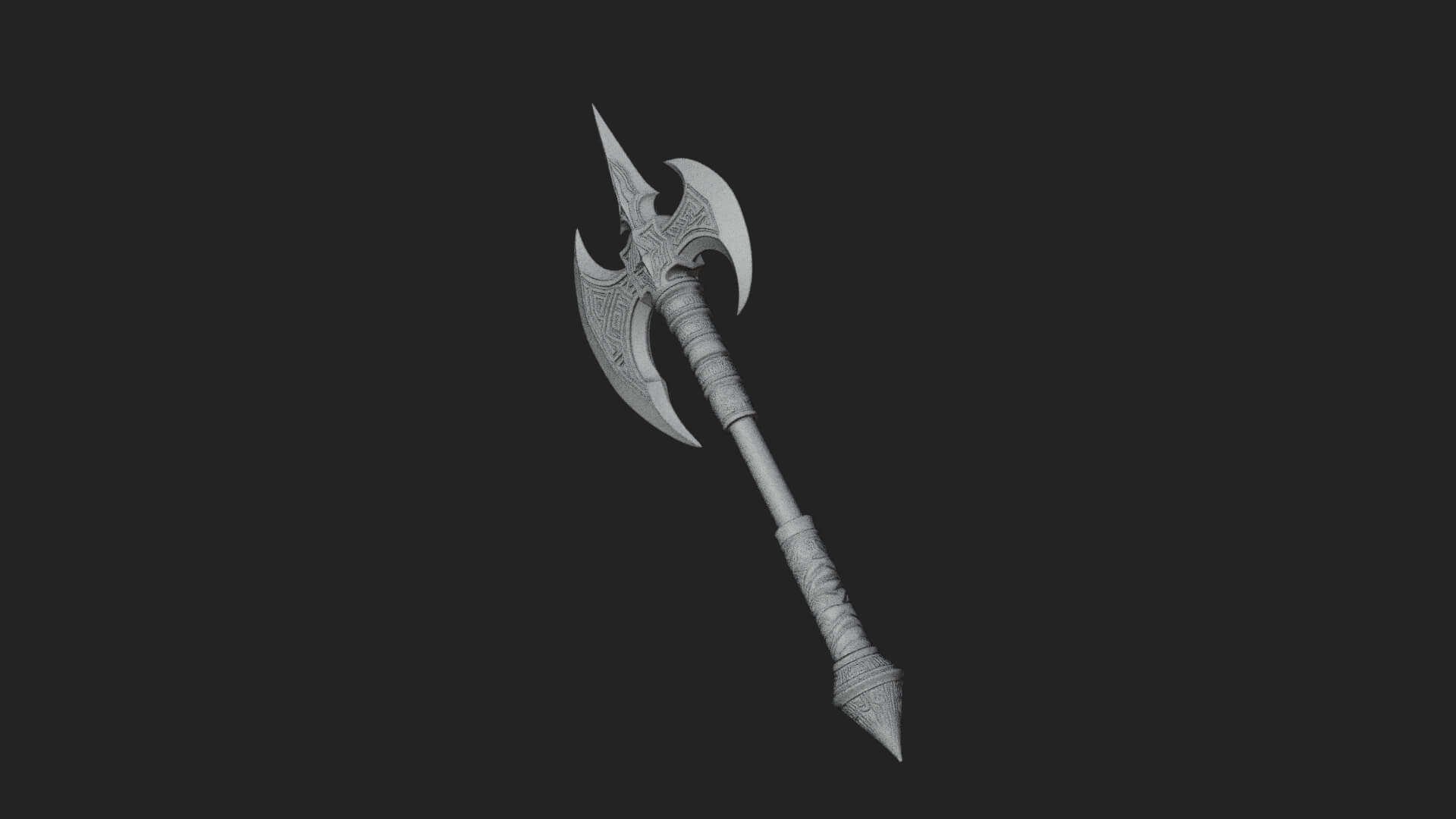 Twin Blade War Axe Model Design 4 3D Print Model 3D Model