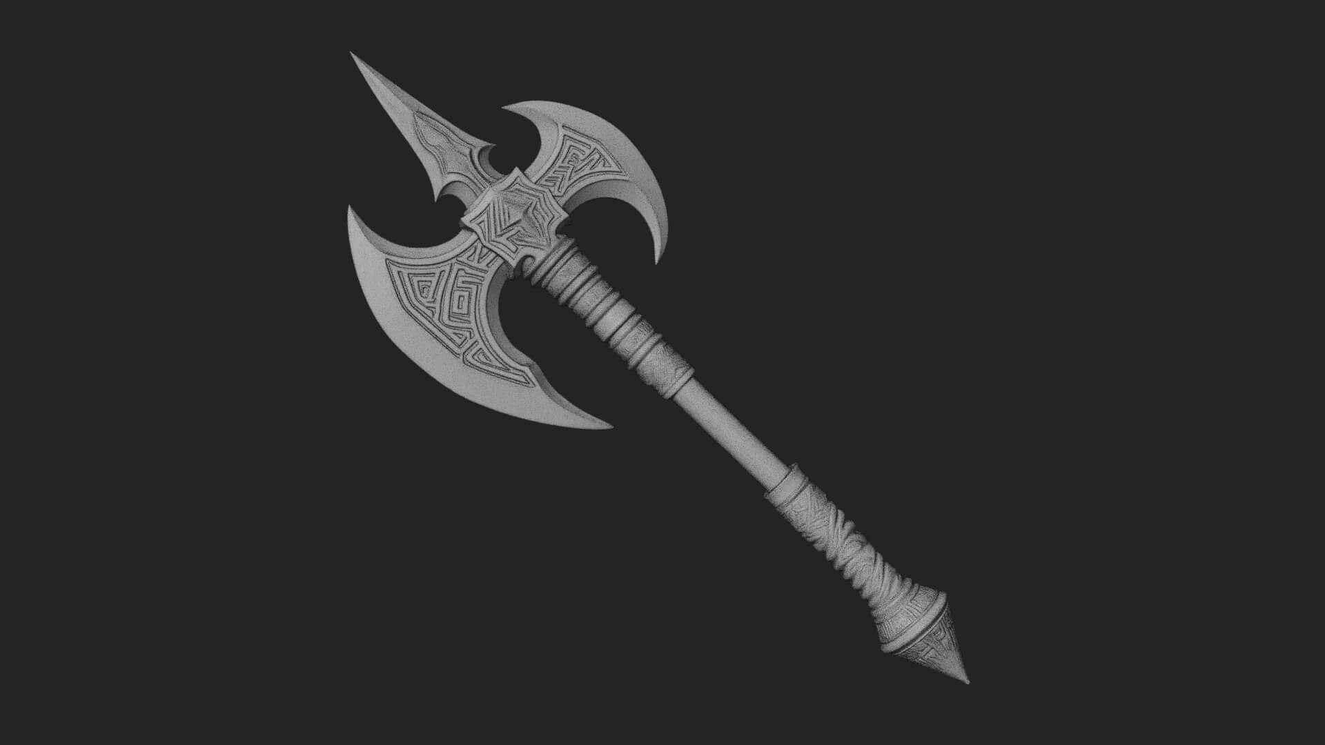 Twin Blade War Axe Model Design 4 3D Print Model 3D Model