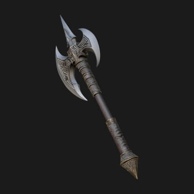 Twin Blade War Axe Model Design 4 3D Print Model