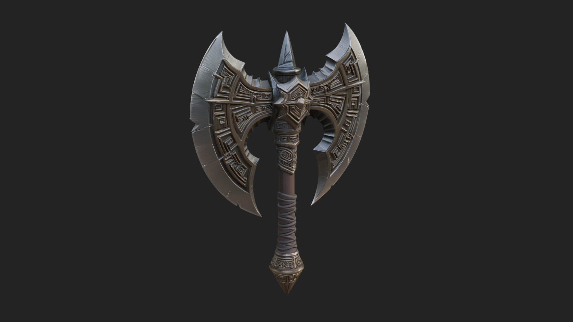 Twin Blade War Axe Model Design 5 3D Print Model 3D Model