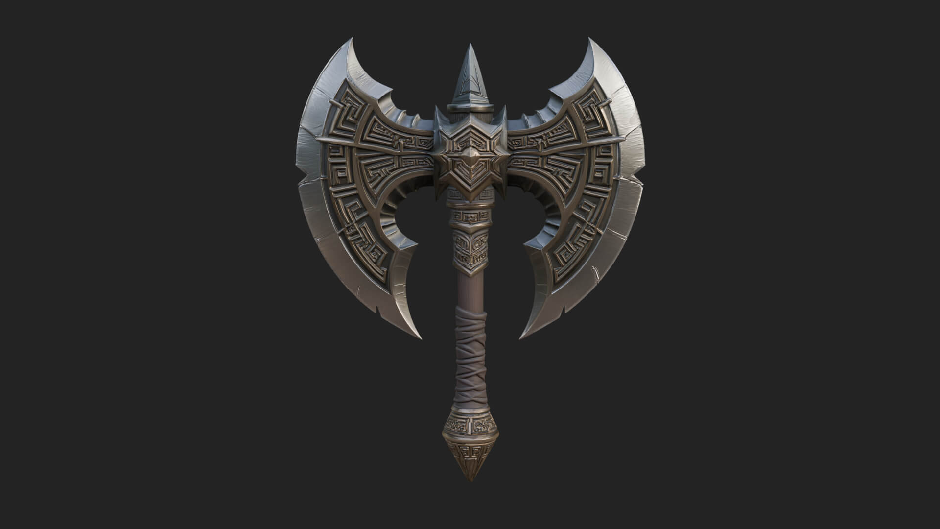 Twin Blade War Axe Model Design 5 3D Print Model 3D Model