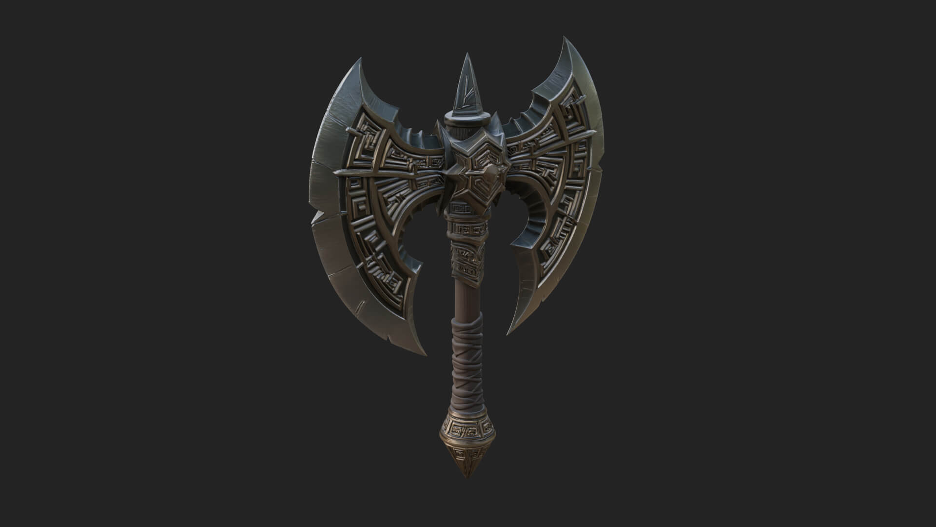 Twin Blade War Axe Model Design 5 3D Print Model 3D Model