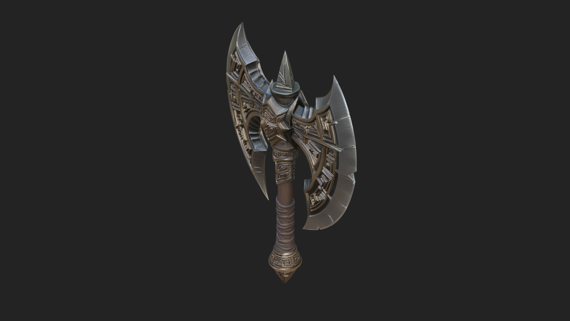 Twin Blade War Axe Model Design 5 3D Print Model 3D Model