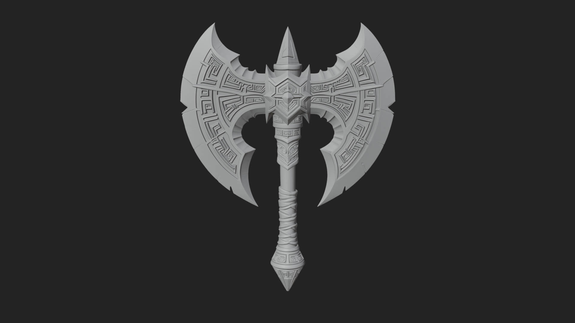 Twin Blade War Axe Model Design 5 3D Print Model 3D Model