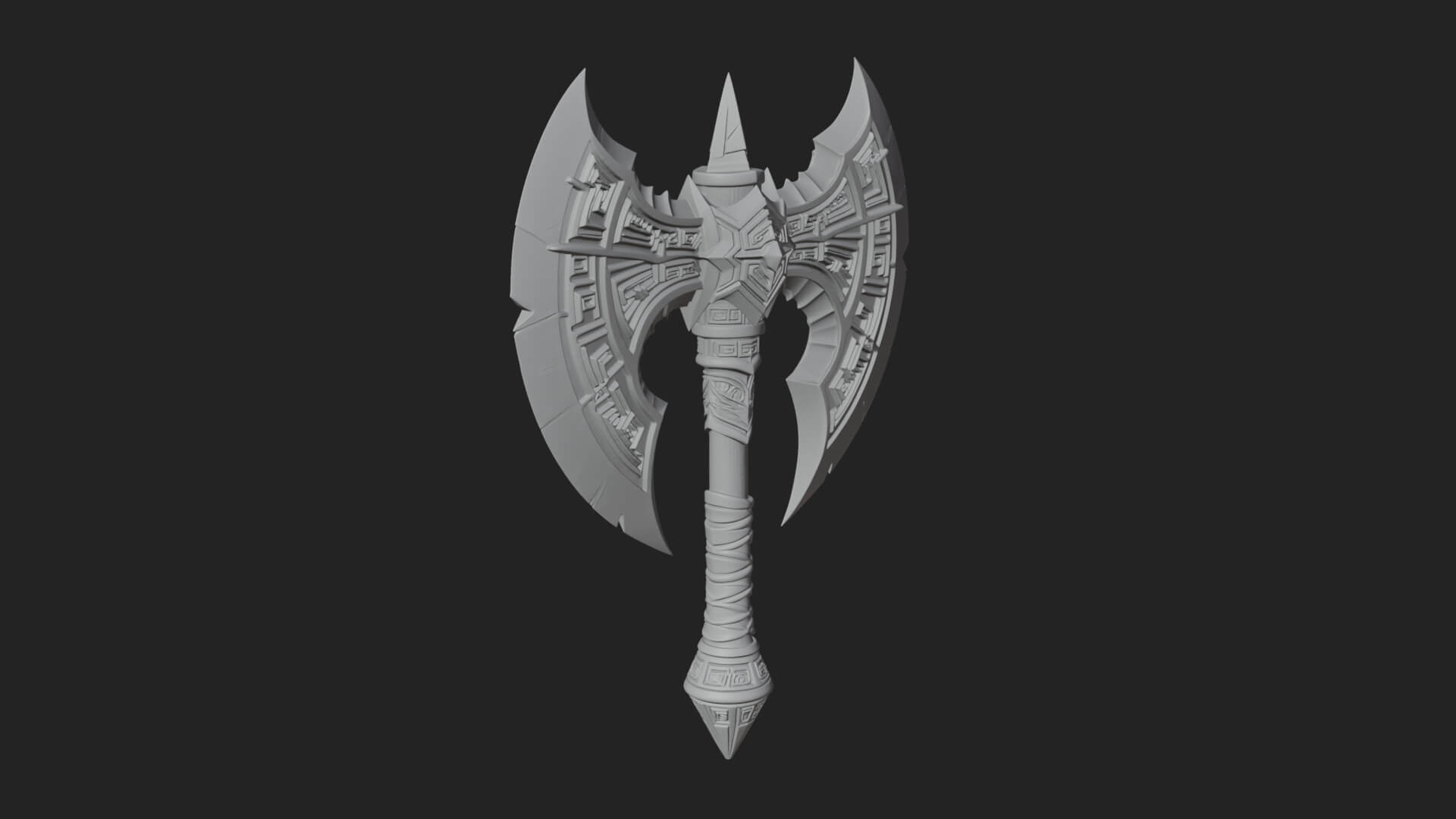Twin Blade War Axe Model Design 5 3D Print Model 3D Model