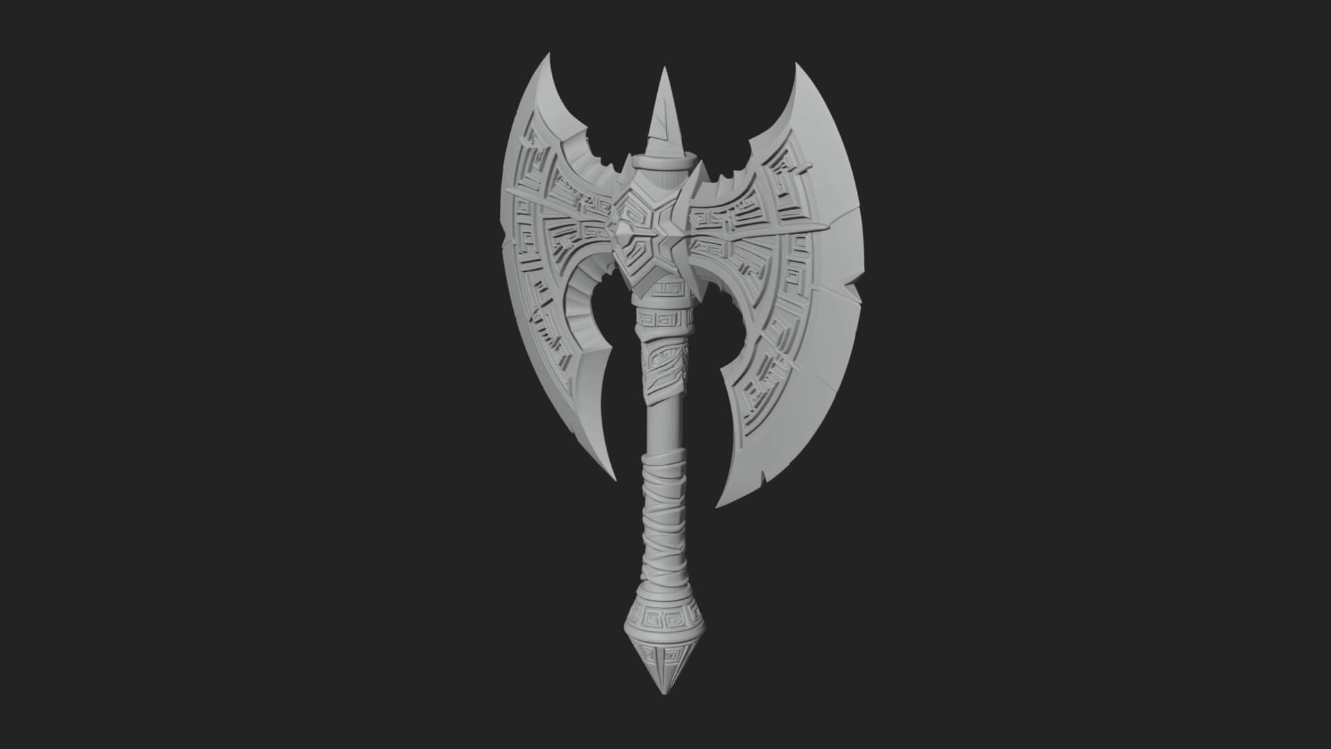 Twin Blade War Axe Model Design 5 3D Print Model 3D Model
