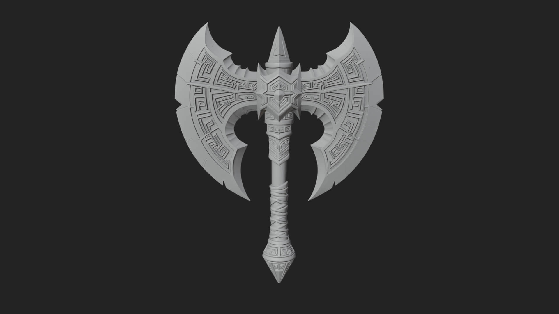 Twin Blade War Axe Model Design 5 3D Print Model 3D Model