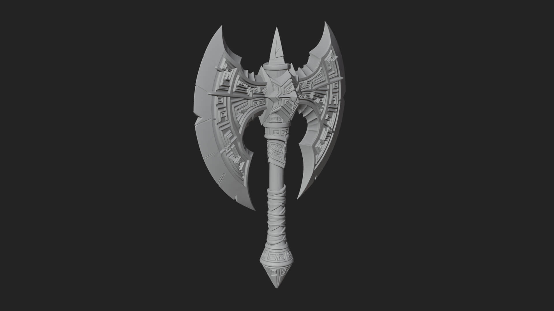 Twin Blade War Axe Model Design 5 3D Print Model 3D Model