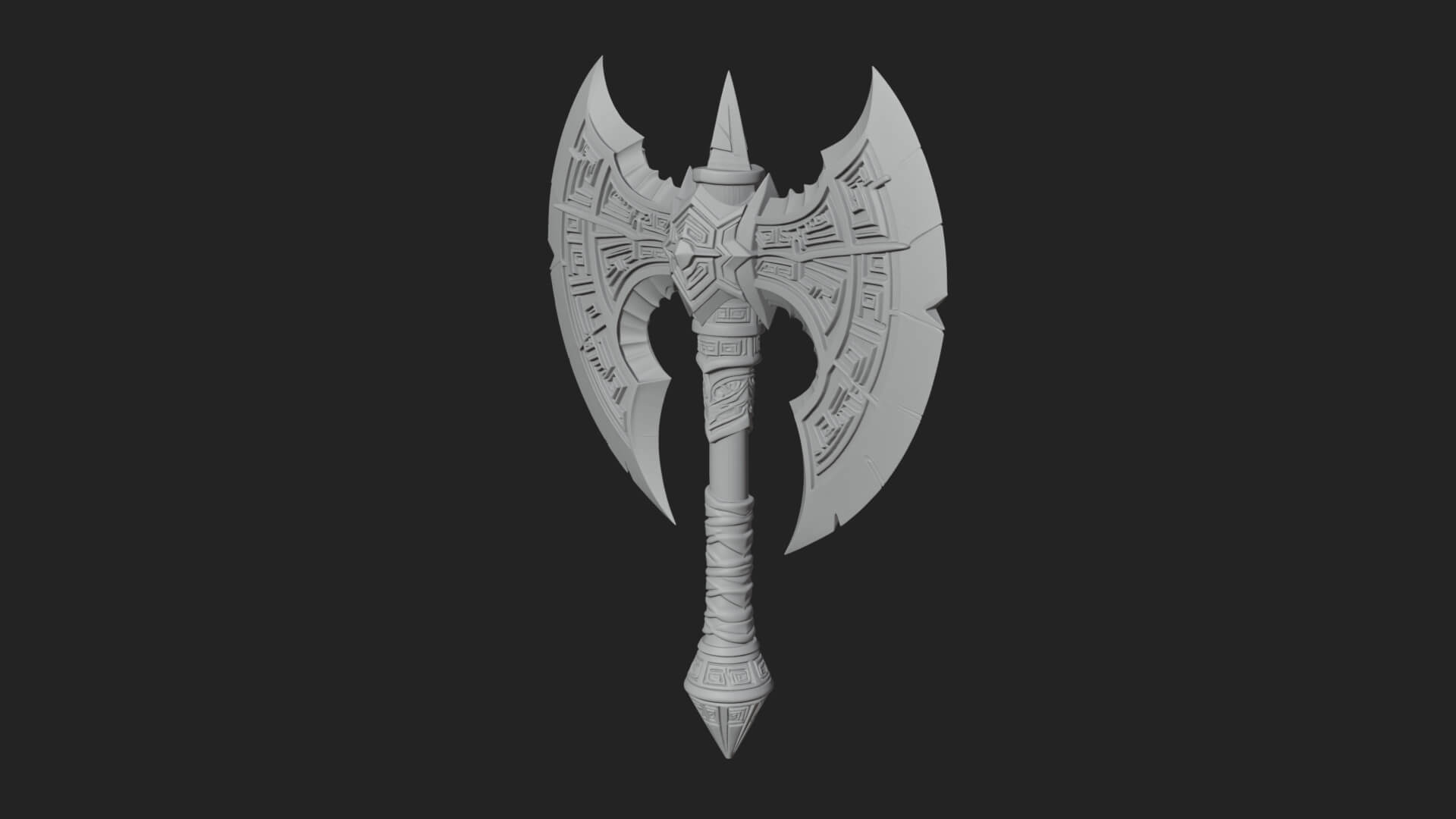 Twin Blade War Axe Model Design 5 3D Print Model 3D Model