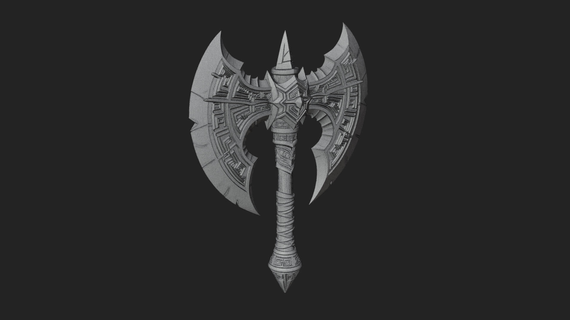 Twin Blade War Axe Model Design 5 3D Print Model 3D Model
