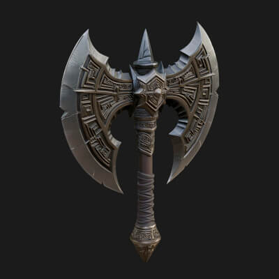 Twin Blade War Axe Model Design 5 3D Print Model