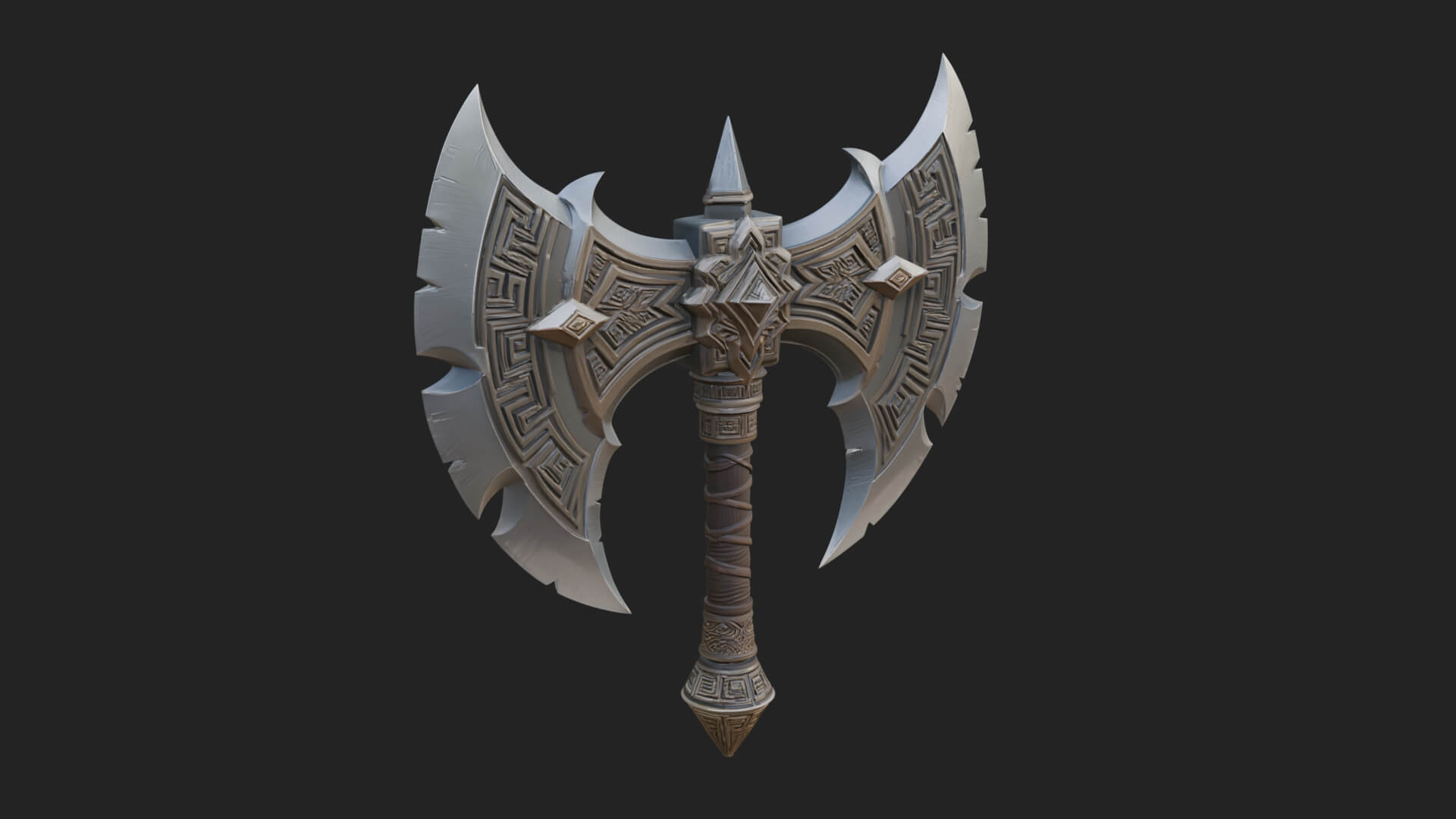 Twin Blade War Axe Model Design 6 3D Print Model 3D Model