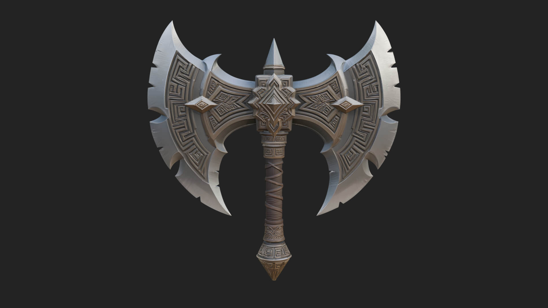 Twin Blade War Axe Model Design 6 3D Print Model 3D Model