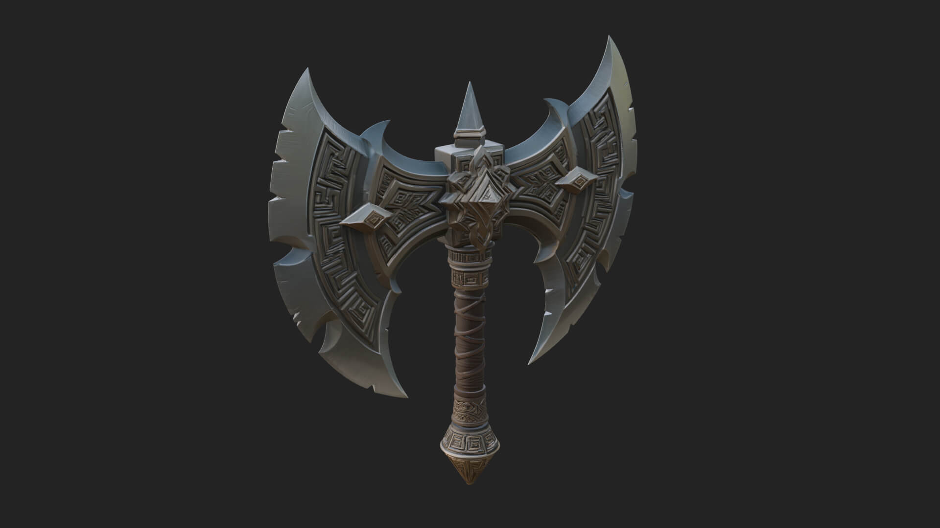 Twin Blade War Axe Model Design 6 3D Print Model 3D Model