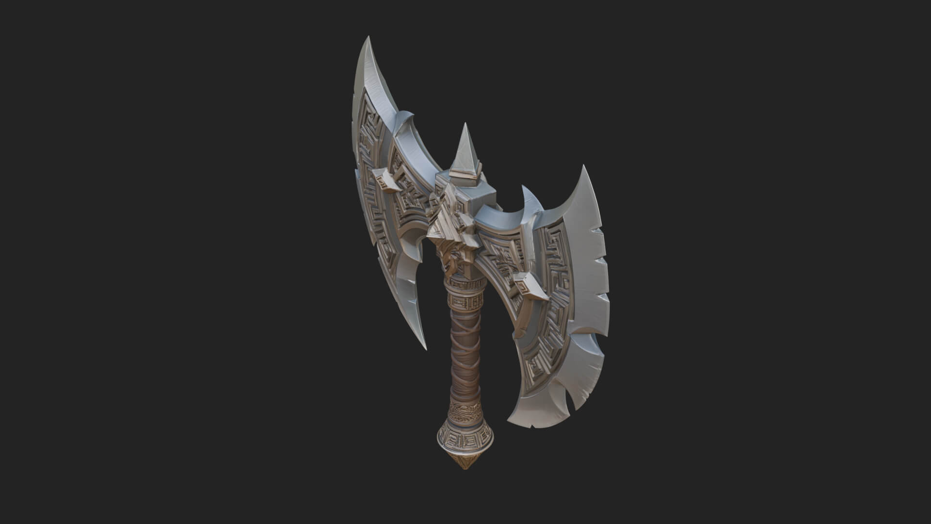 Twin Blade War Axe Model Design 6 3D Print Model 3D Model