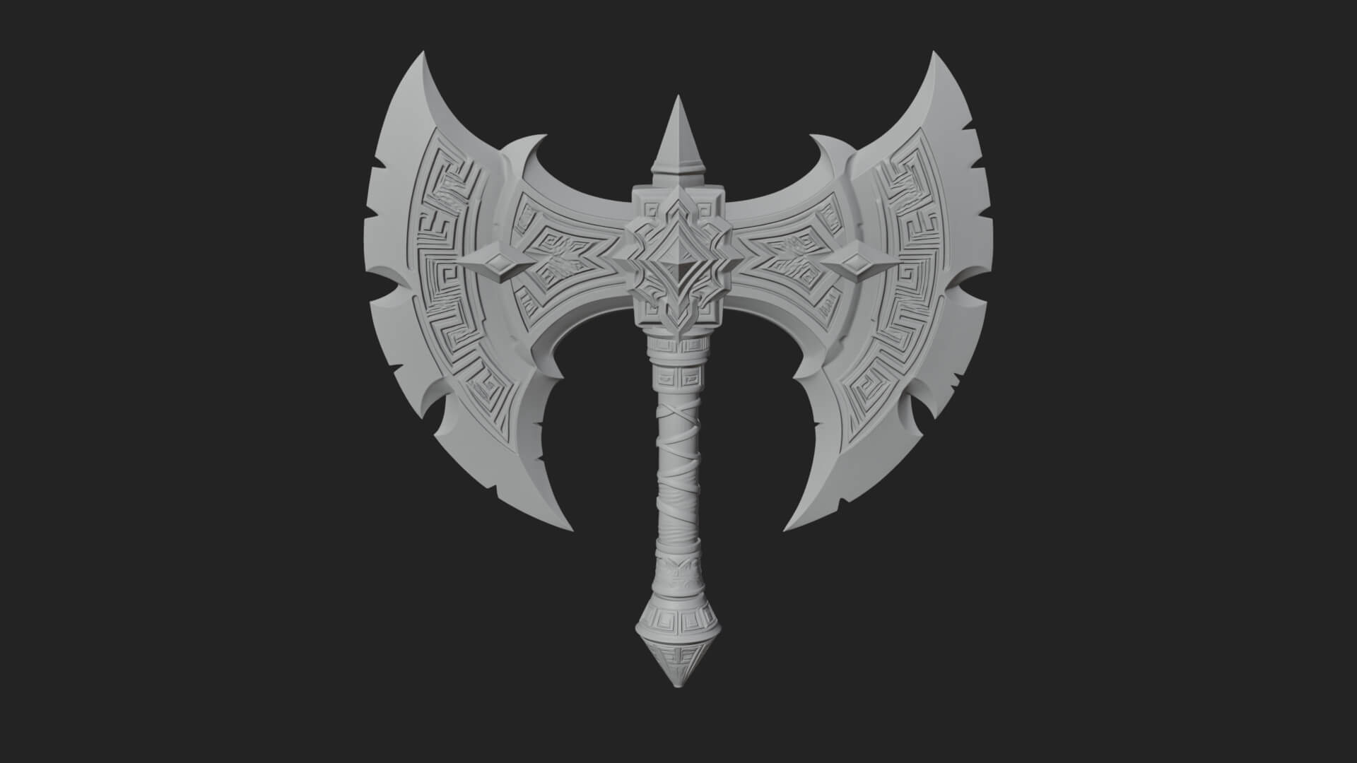 Twin Blade War Axe Model Design 6 3D Print Model 3D Model
