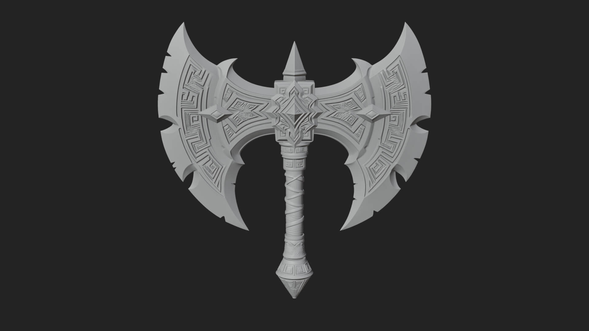 Twin Blade War Axe Model Design 6 3D Print Model 3D Model