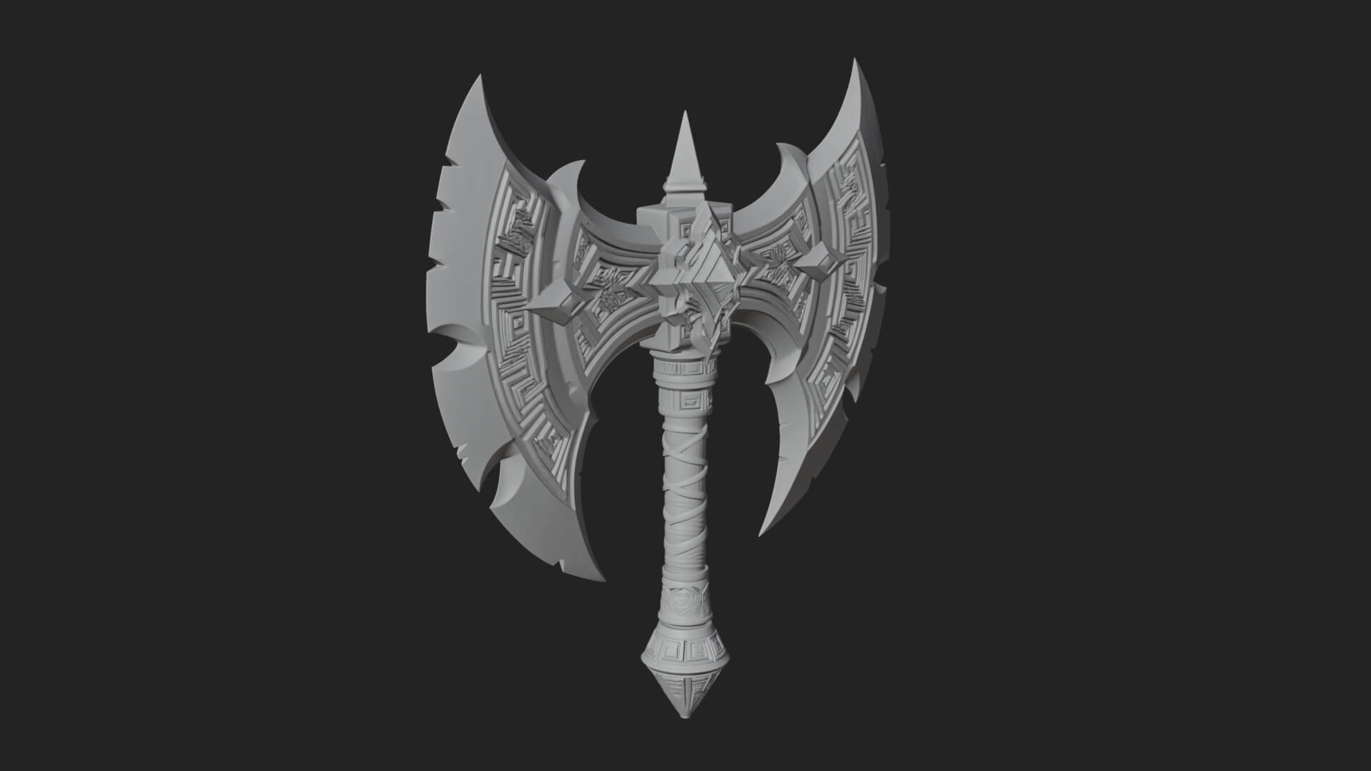 Twin Blade War Axe Model Design 6 3D Print Model 3D Model