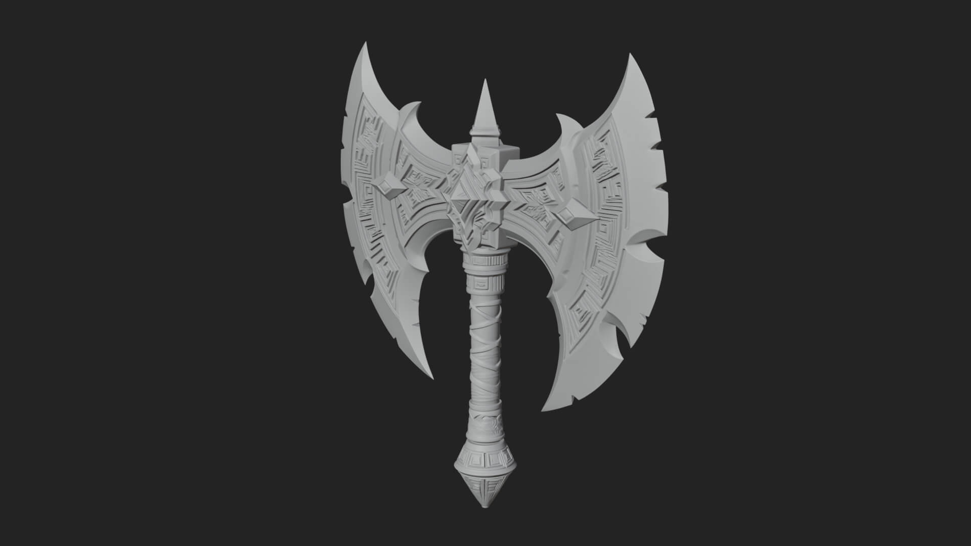 Twin Blade War Axe Model Design 6 3D Print Model 3D Model