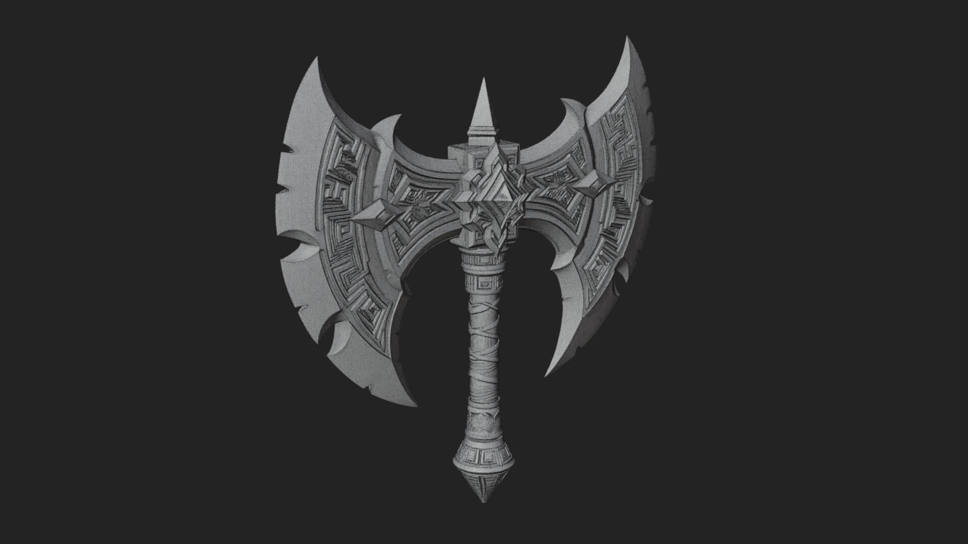 Twin Blade War Axe Model Design 6 3D Print Model 3D Model