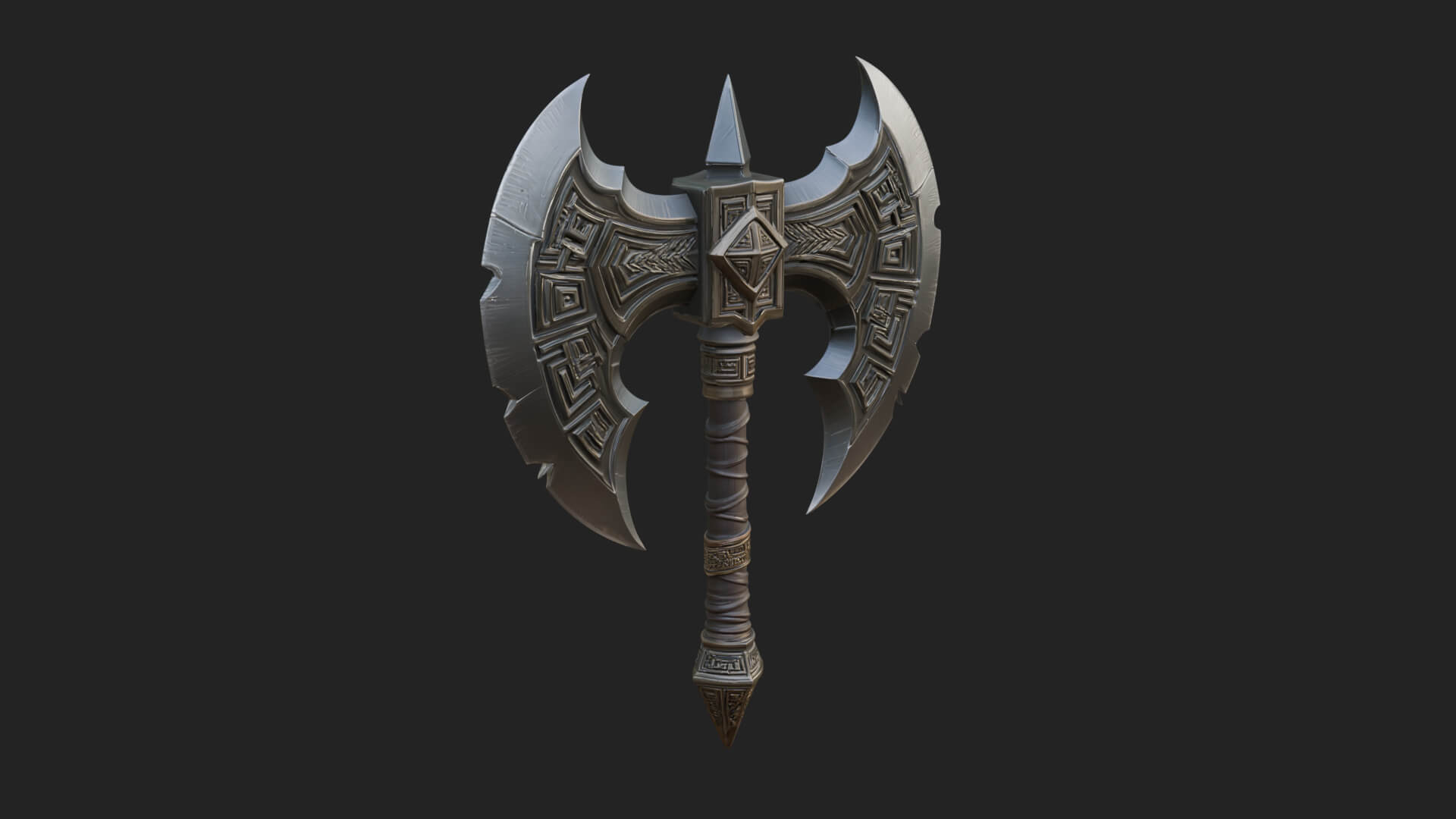 Twin Blade War Axe Model Design 7 3D Print Model 3D Model