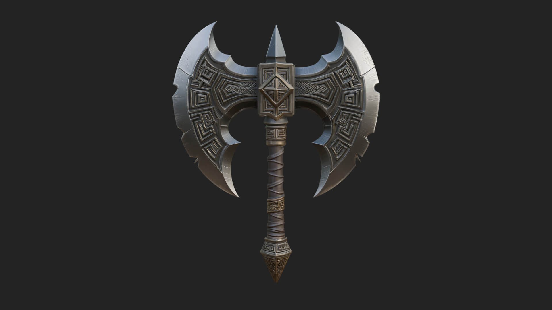 Twin Blade War Axe Model Design 7 3D Print Model 3D Model