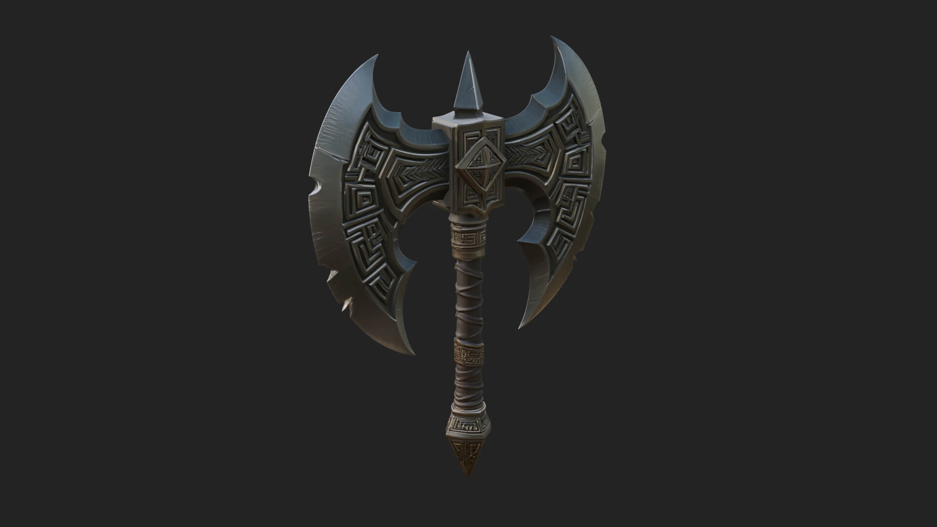 Twin Blade War Axe Model Design 7 3D Print Model 3D Model