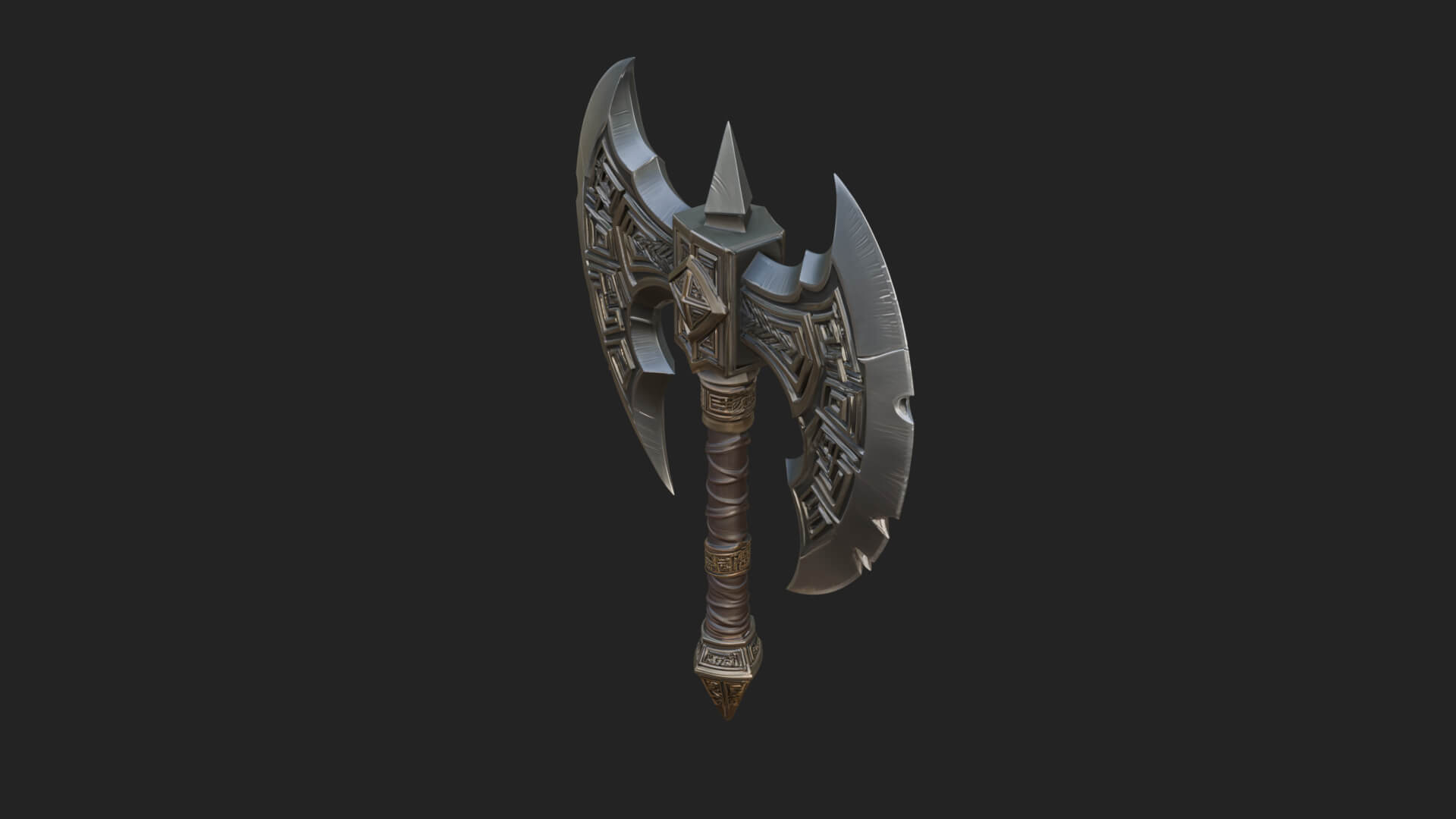Twin Blade War Axe Model Design 7 3D Print Model 3D Model