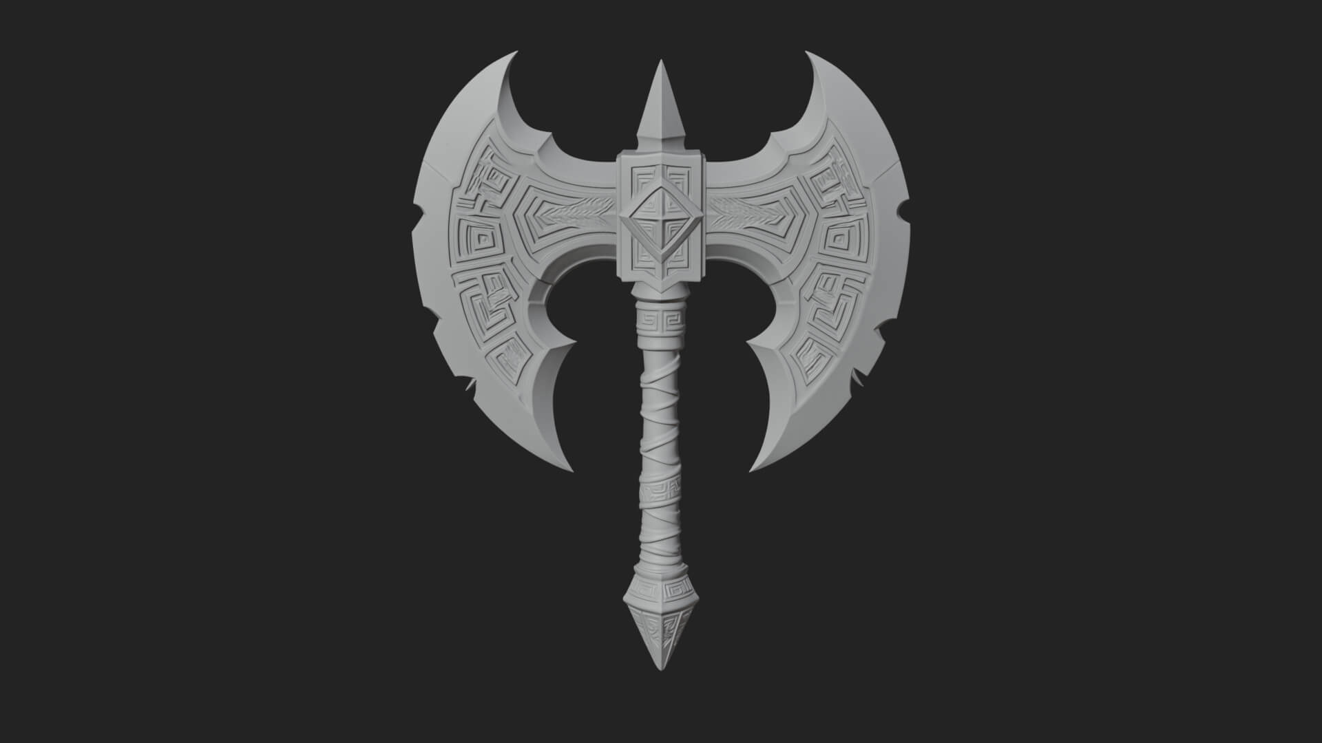 Twin Blade War Axe Model Design 7 3D Print Model 3D Model