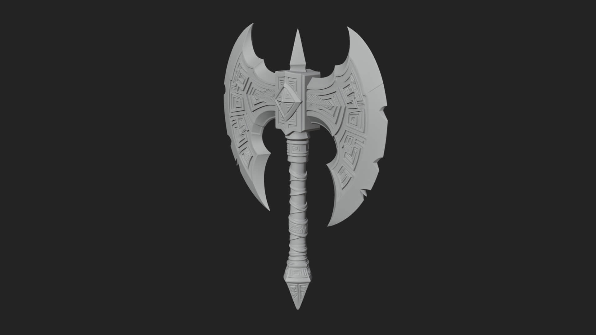 Twin Blade War Axe Model Design 7 3D Print Model 3D Model