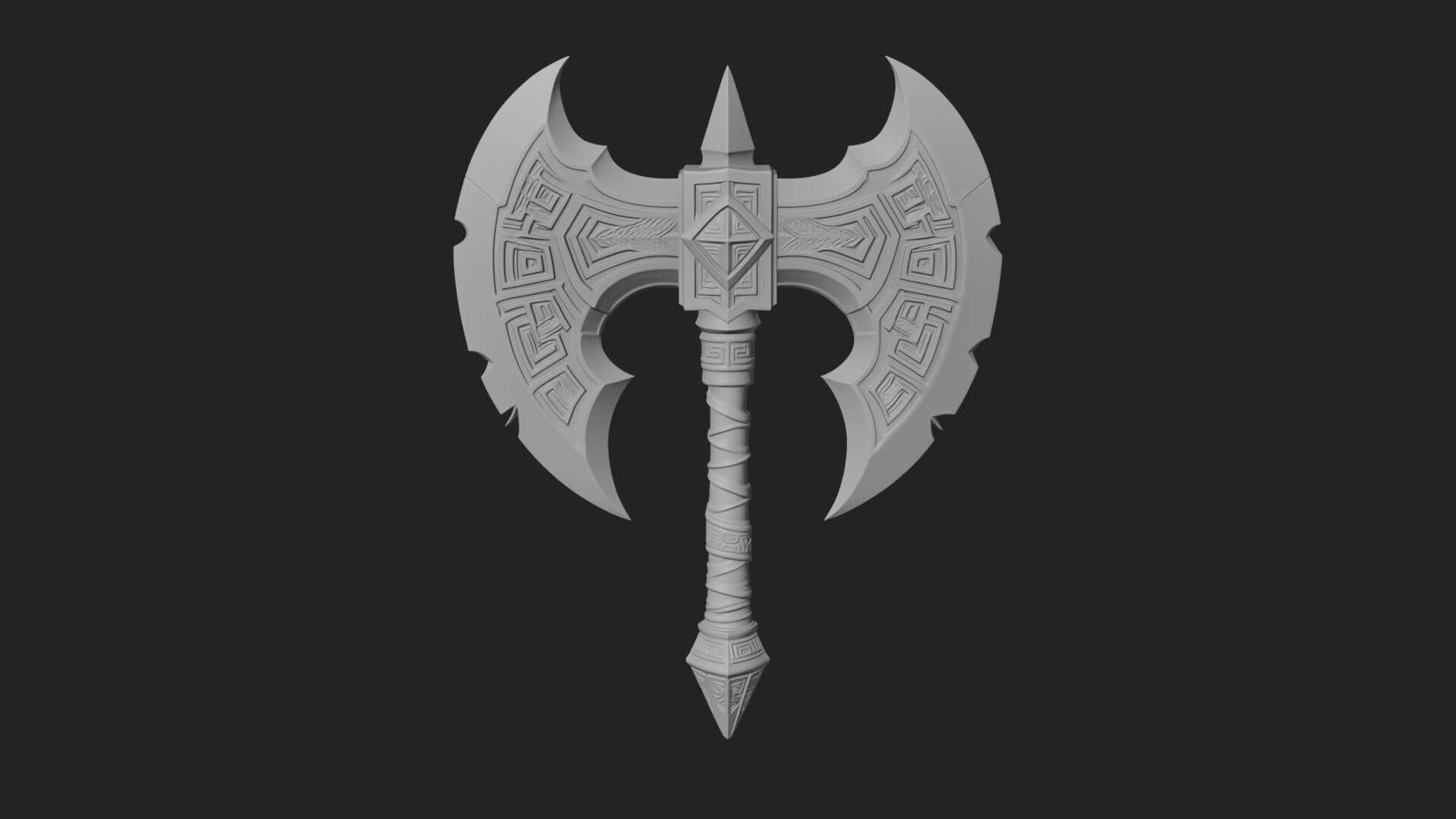 Twin Blade War Axe Model Design 7 3D Print Model 3D Model