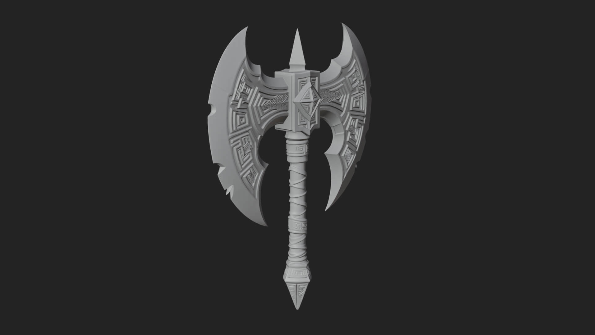 Twin Blade War Axe Model Design 7 3D Print Model 3D Model