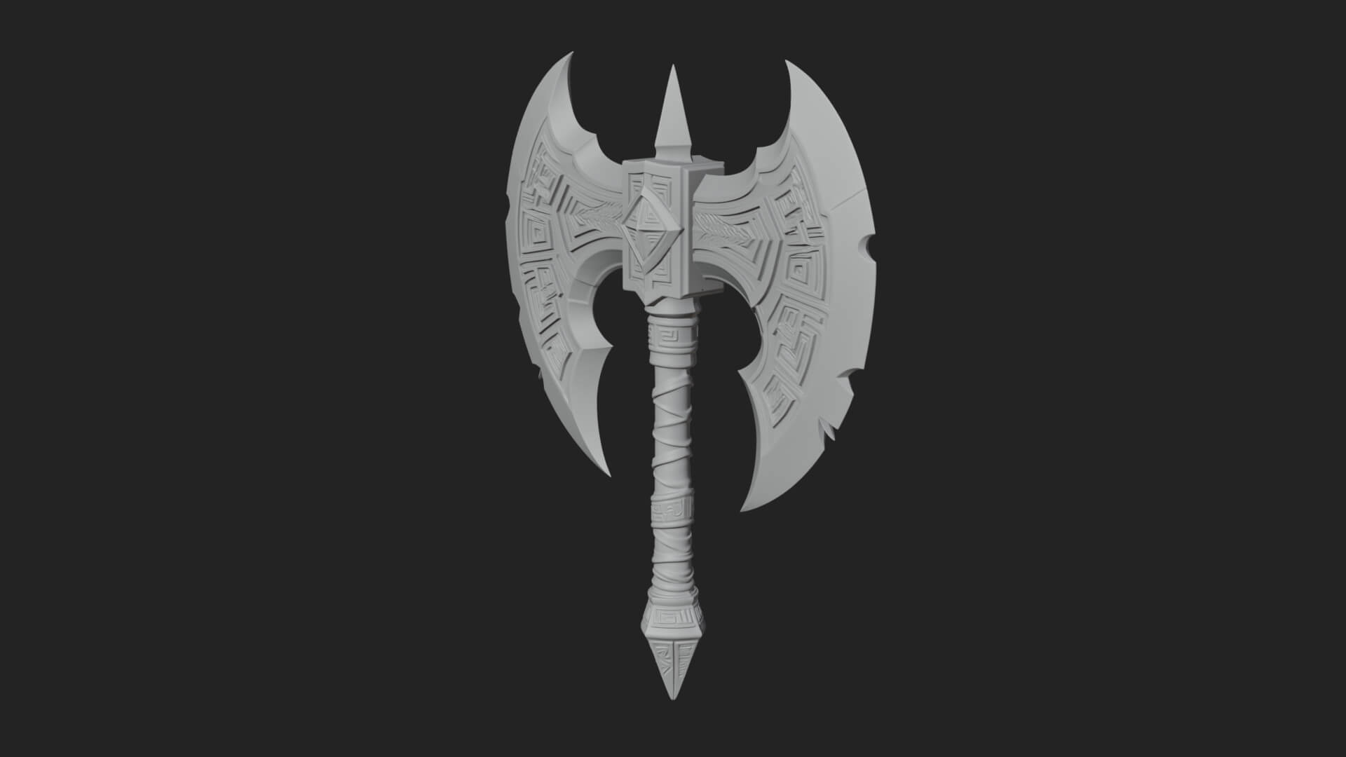Twin Blade War Axe Model Design 7 3D Print Model 3D Model