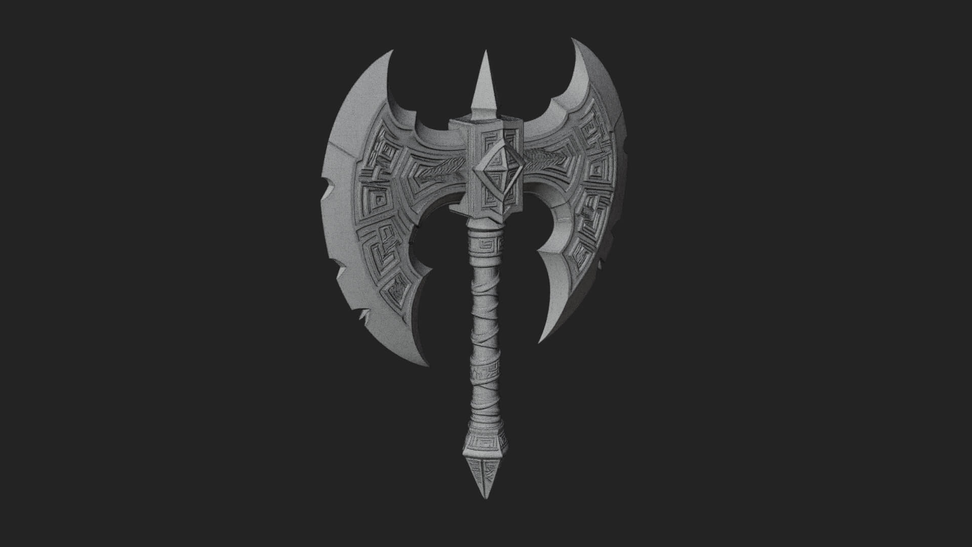 Twin Blade War Axe Model Design 7 3D Print Model 3D Model