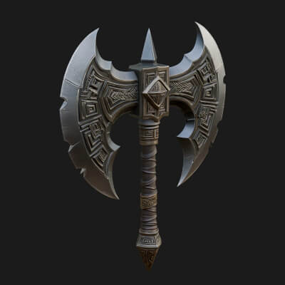 Twin Blade War Axe Model Design 7 3D Print Model