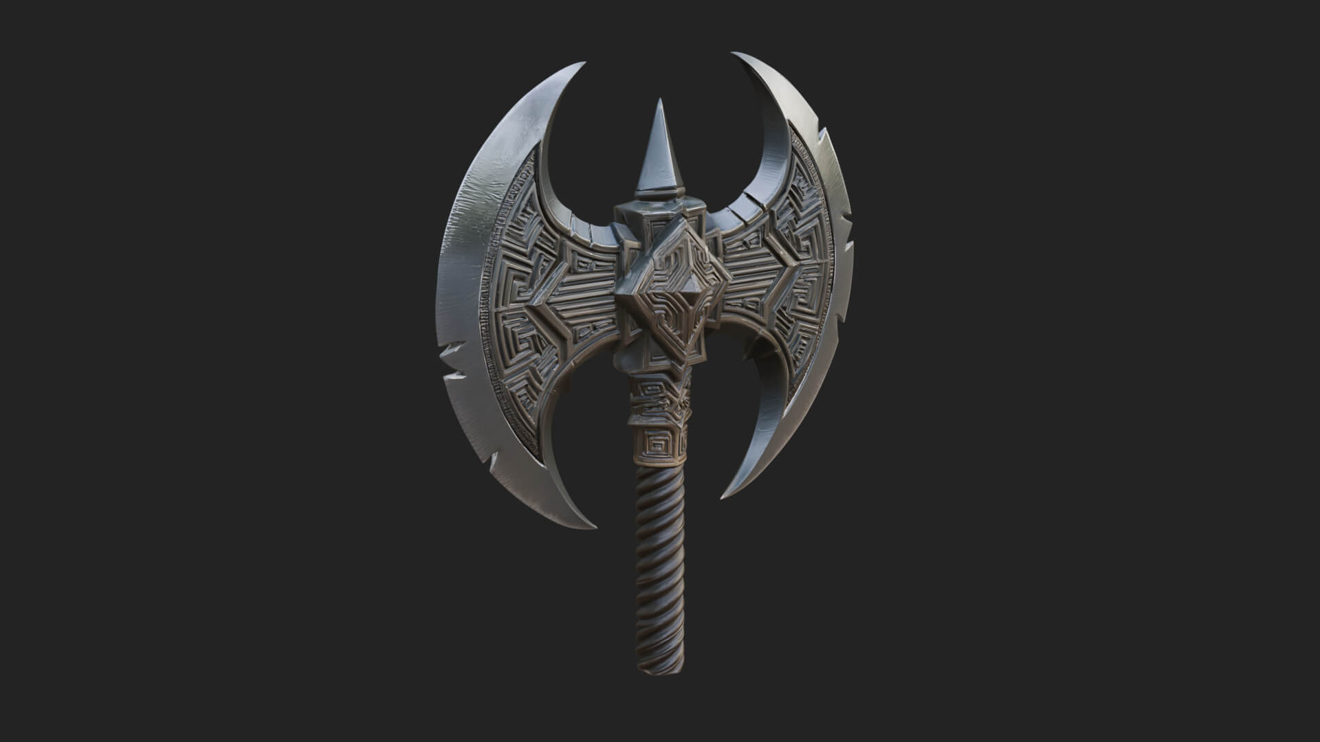 Twin Blade War Axe Model Design 8 3D Print Model 3D Model
