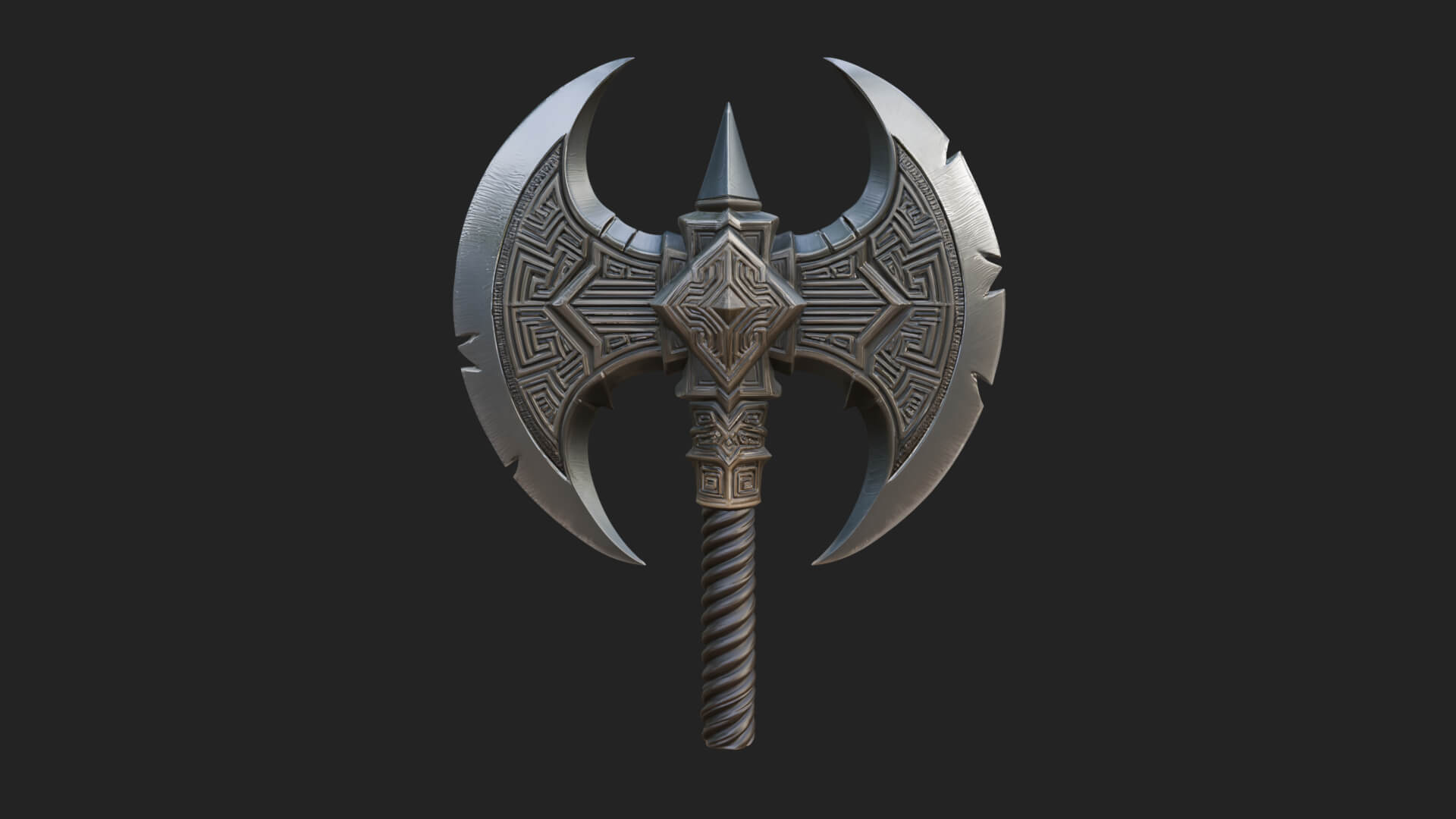 Twin Blade War Axe Model Design 8 3D Print Model 3D Model