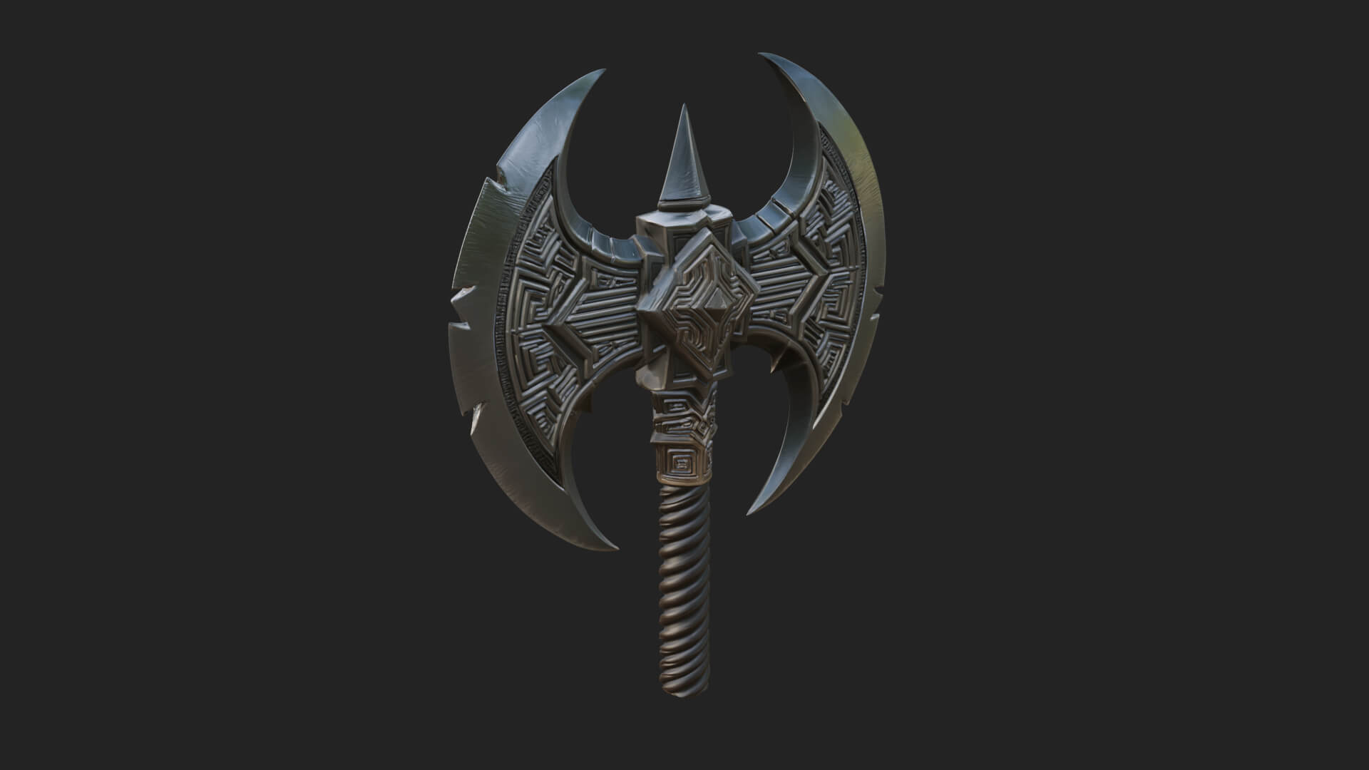 Twin Blade War Axe Model Design 8 3D Print Model 3D Model