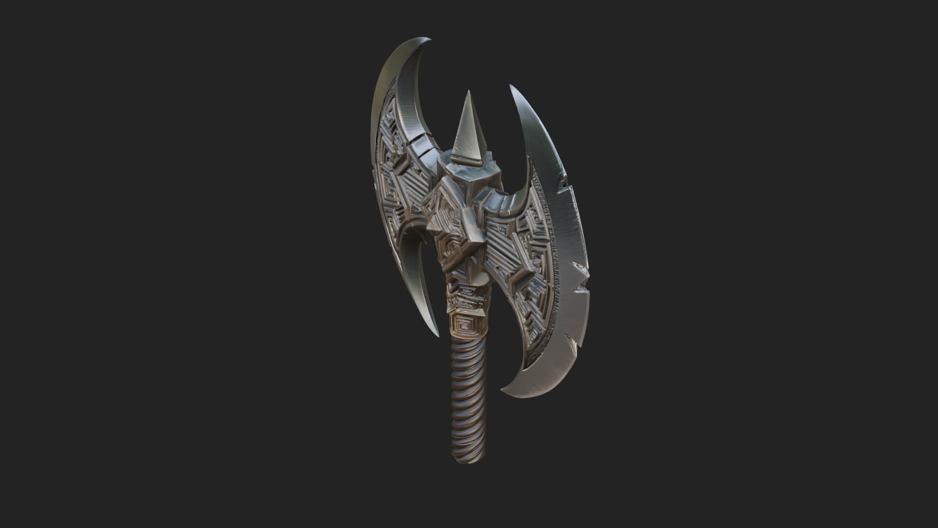 Twin Blade War Axe Model Design 8 3D Print Model 3D Model