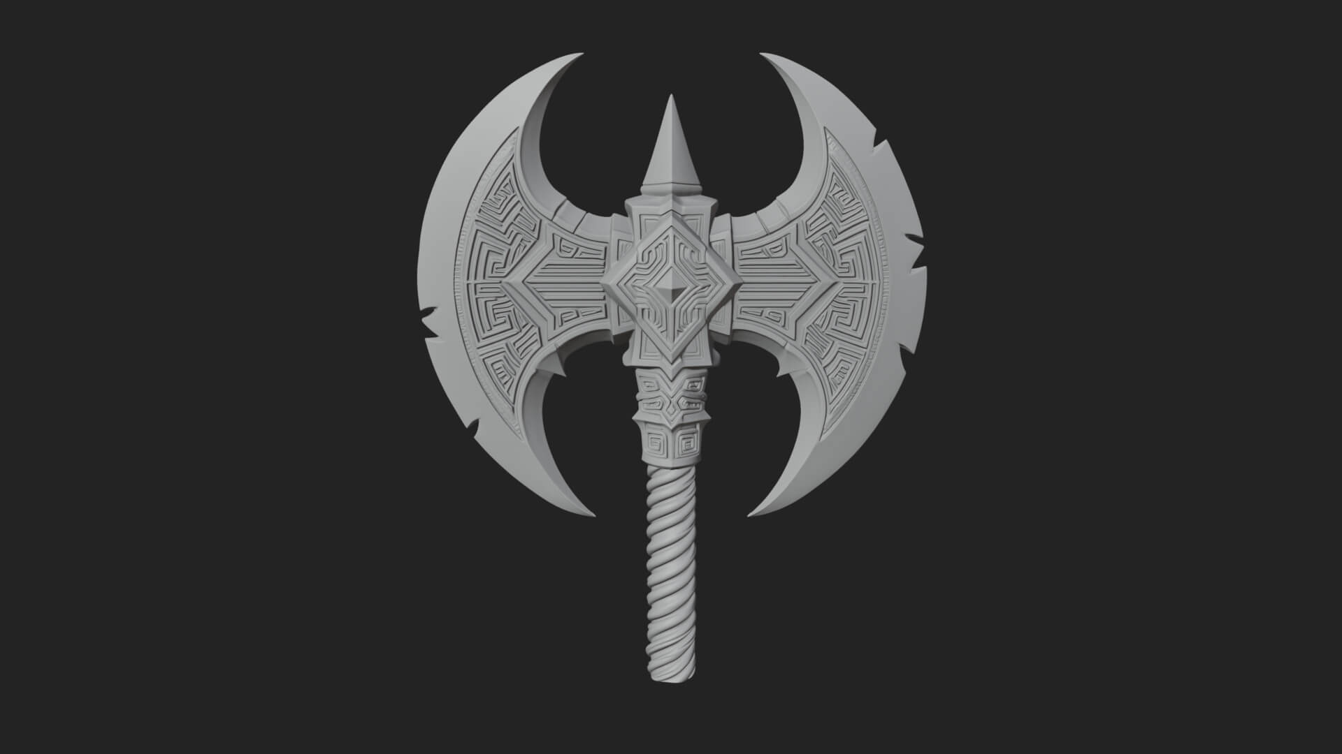 Twin Blade War Axe Model Design 8 3D Print Model 3D Model