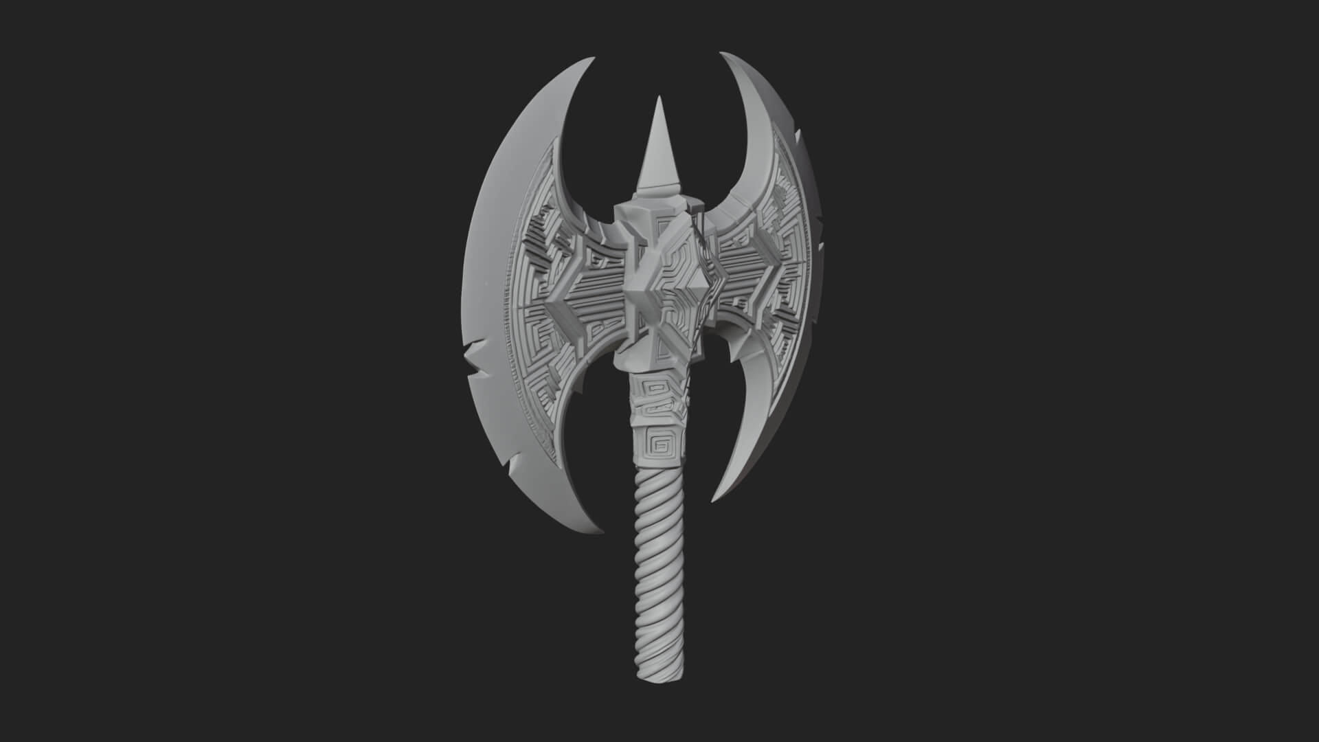 Twin Blade War Axe Model Design 8 3D Print Model 3D Model