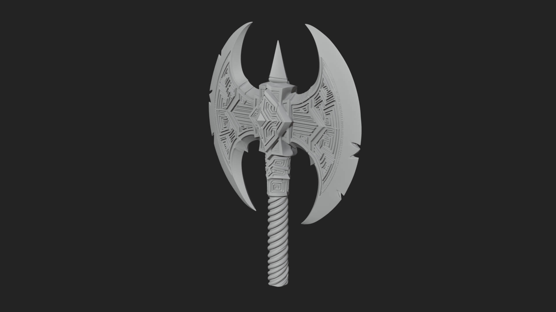 Twin Blade War Axe Model Design 8 3D Print Model 3D Model